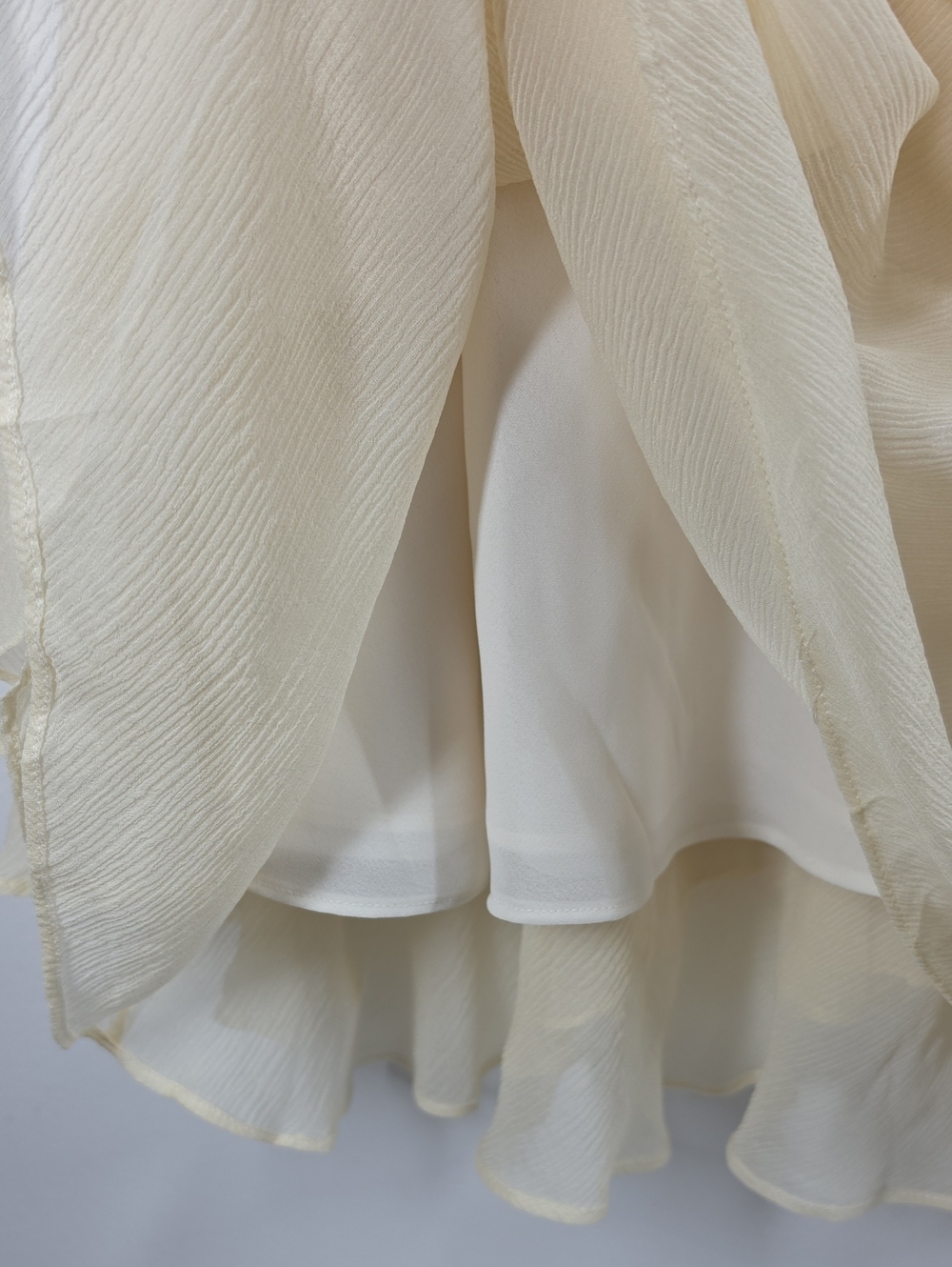 Lauren Ralph Lauren Ivory 100% Silk Ruffle Maxi Gown Dress 12 NWT - Picture 8 of 12
